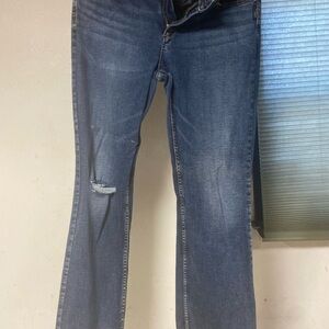 Silver Jeans Women's Distressed Blue Straight Leg Jeans